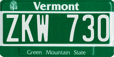 VT license plate ZKW730