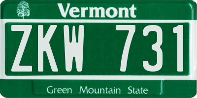 VT license plate ZKW731