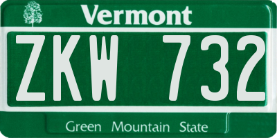 VT license plate ZKW732