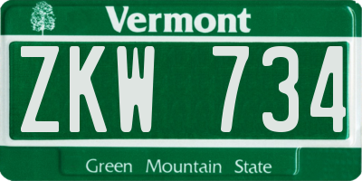 VT license plate ZKW734