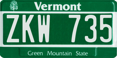 VT license plate ZKW735