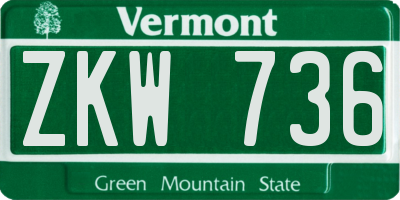 VT license plate ZKW736