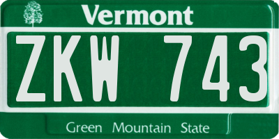 VT license plate ZKW743
