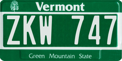 VT license plate ZKW747