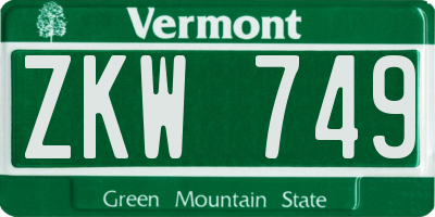 VT license plate ZKW749