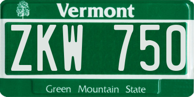 VT license plate ZKW750