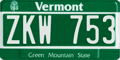 VT license plate ZKW753