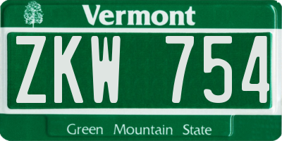 VT license plate ZKW754