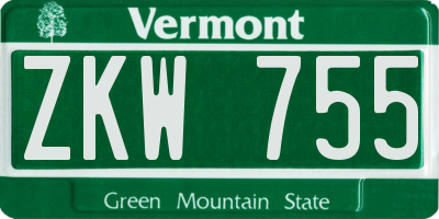 VT license plate ZKW755
