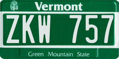 VT license plate ZKW757