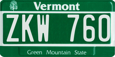 VT license plate ZKW760