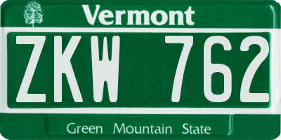 VT license plate ZKW762
