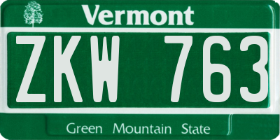 VT license plate ZKW763