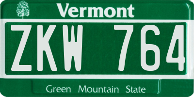 VT license plate ZKW764