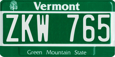 VT license plate ZKW765