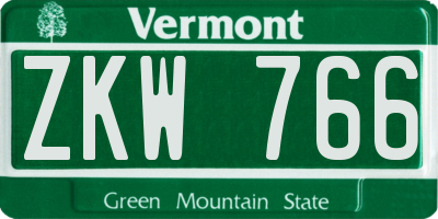 VT license plate ZKW766