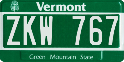 VT license plate ZKW767