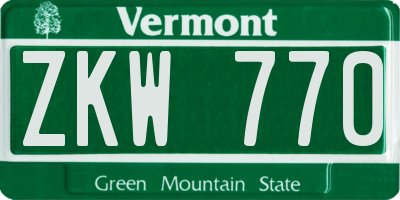 VT license plate ZKW770