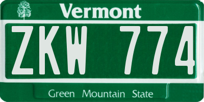 VT license plate ZKW774