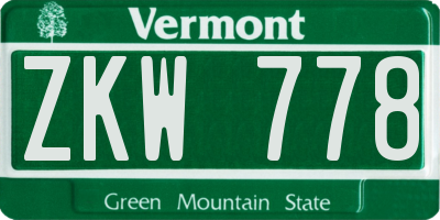 VT license plate ZKW778