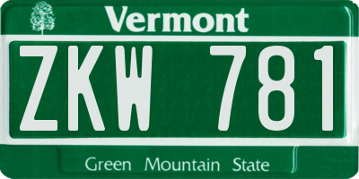 VT license plate ZKW781