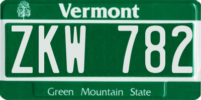 VT license plate ZKW782
