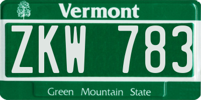 VT license plate ZKW783