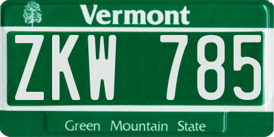 VT license plate ZKW785