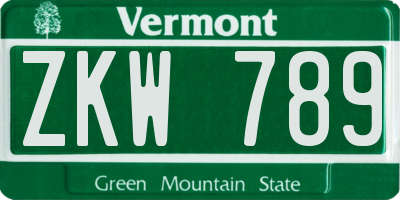 VT license plate ZKW789
