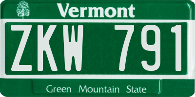 VT license plate ZKW791