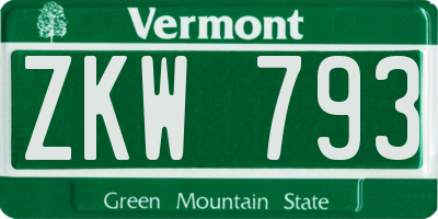 VT license plate ZKW793