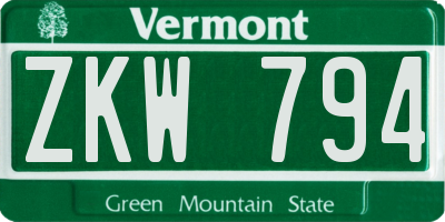 VT license plate ZKW794