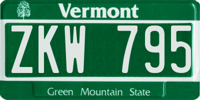 VT license plate ZKW795