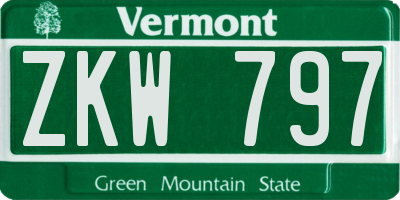 VT license plate ZKW797