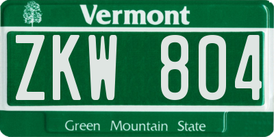VT license plate ZKW804