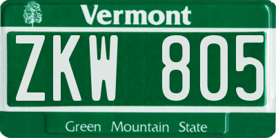VT license plate ZKW805