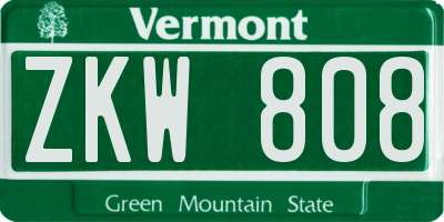 VT license plate ZKW808