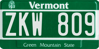 VT license plate ZKW809