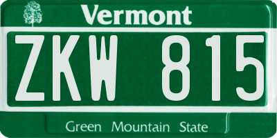 VT license plate ZKW815