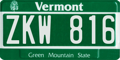 VT license plate ZKW816