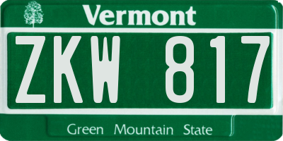 VT license plate ZKW817