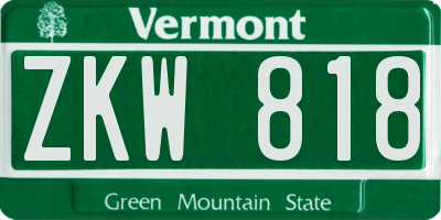 VT license plate ZKW818