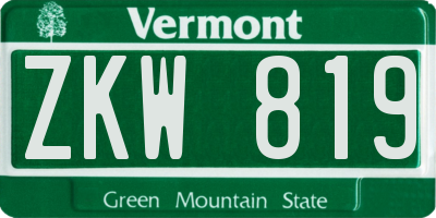 VT license plate ZKW819
