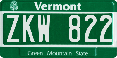 VT license plate ZKW822