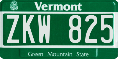 VT license plate ZKW825
