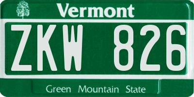 VT license plate ZKW826
