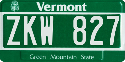 VT license plate ZKW827