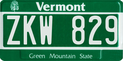 VT license plate ZKW829