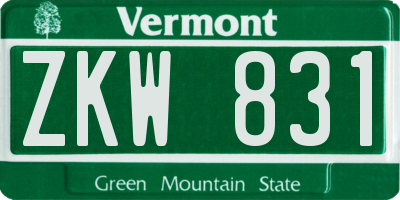 VT license plate ZKW831