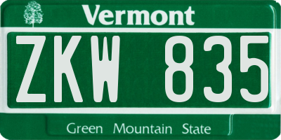 VT license plate ZKW835